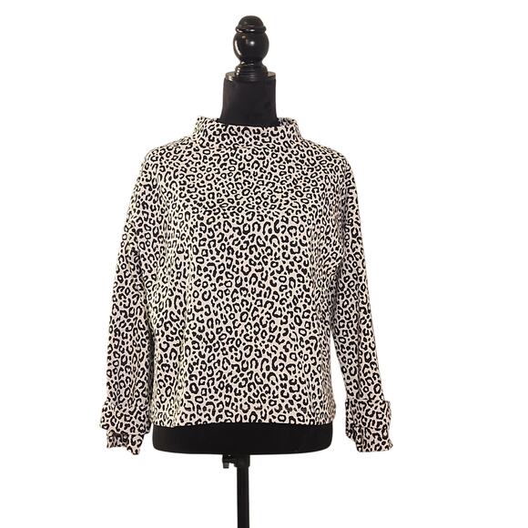 ANN TAYLOR Mock Neck Animal Print Sweater, Size Medium - Picture 1 of 14